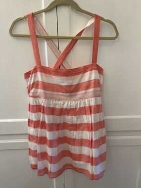 JCrew Red and White Striped Sleeveless Summer Top